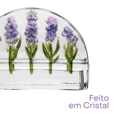 Porta Guardanapos Lavanda Hand Painting 12,5cm x 4,5cm x 9cm Cristal - Lyor