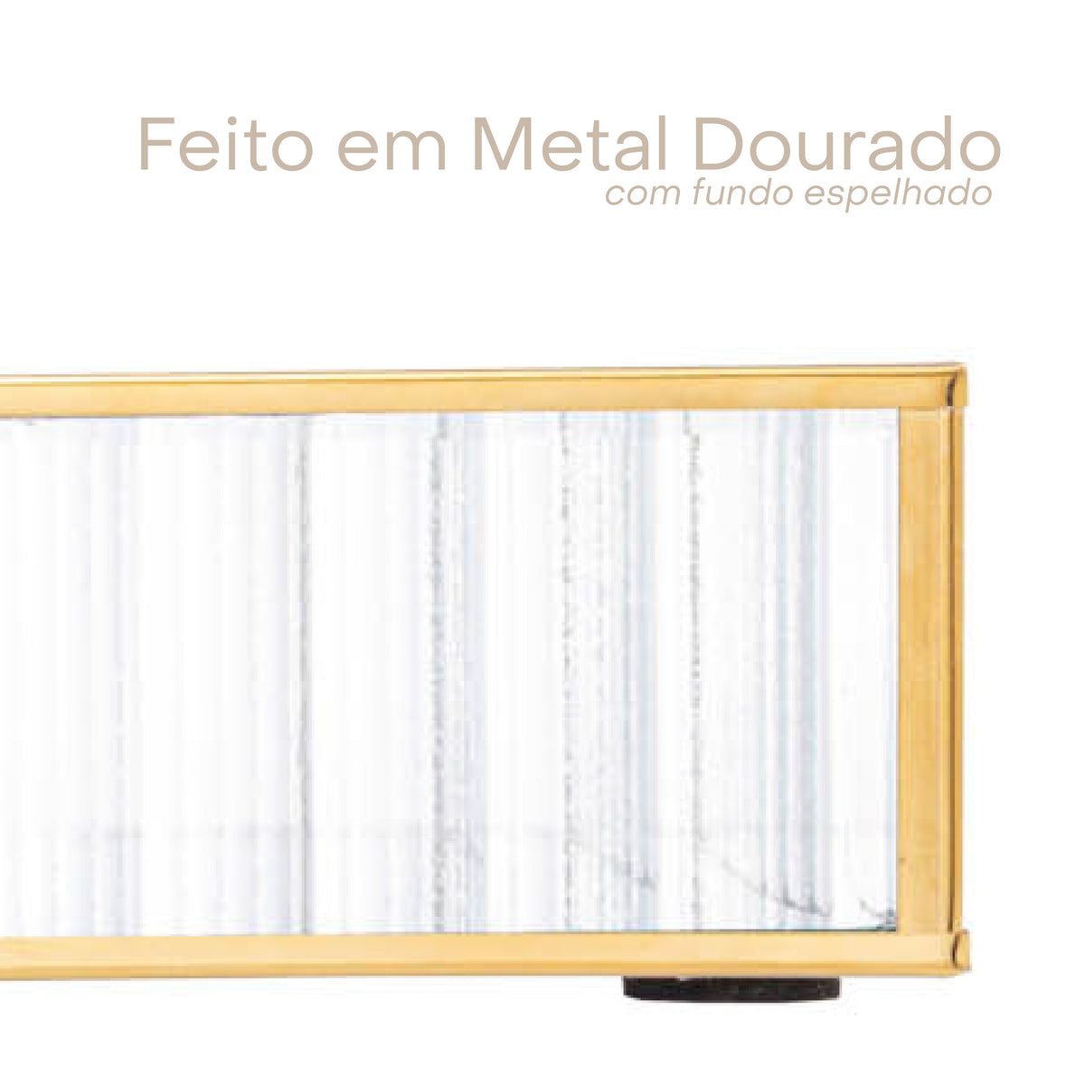 Bandeja de Metal com Espelho Dourada 25cm x 15cm x 4cm - Lyor