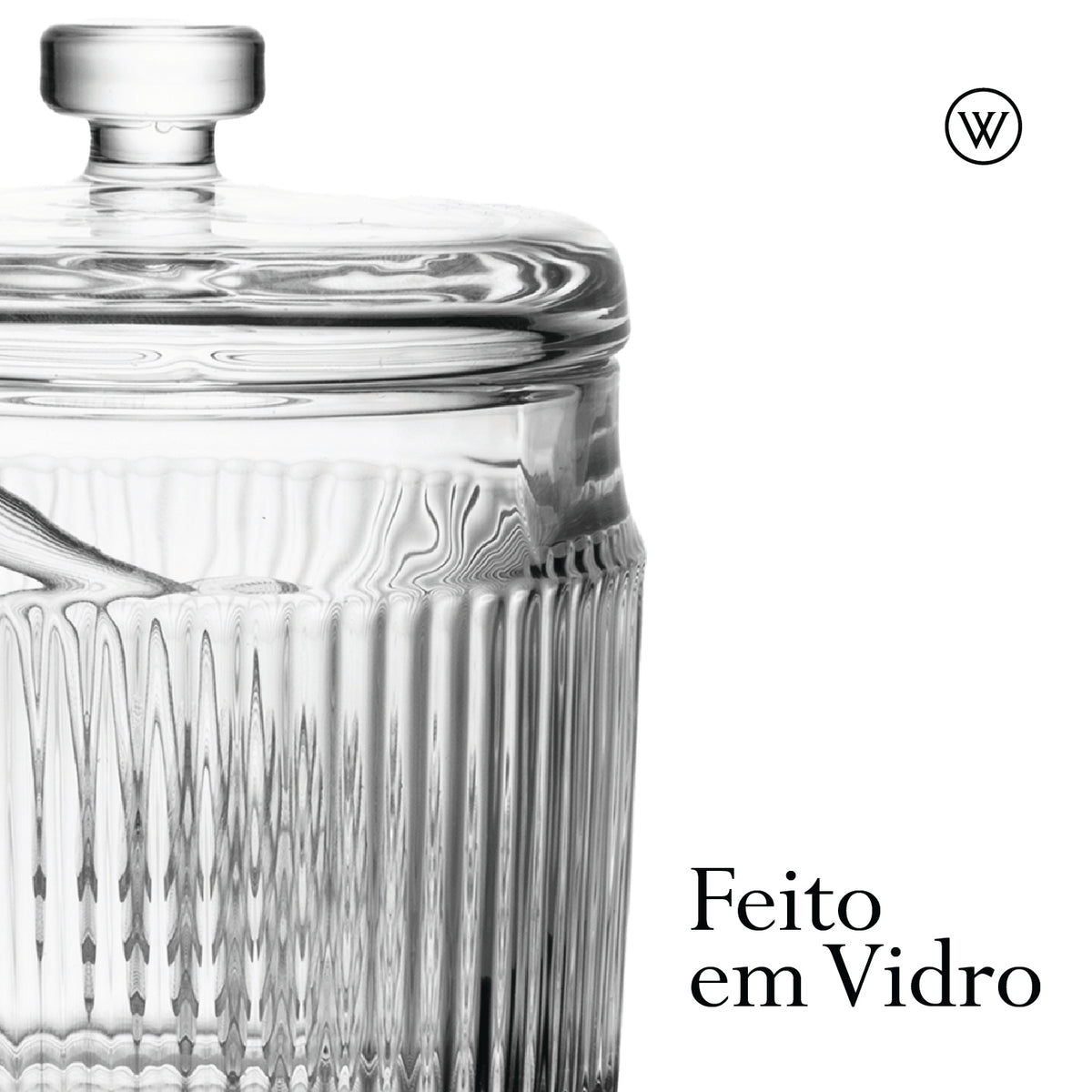 Meleira com Pegador e Tampa Lines 10cm x 7,5cm Vidro - Wolff