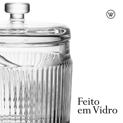 Meleira com Pegador e Tampa Lines 10cm x 7,5cm Vidro - Wolff