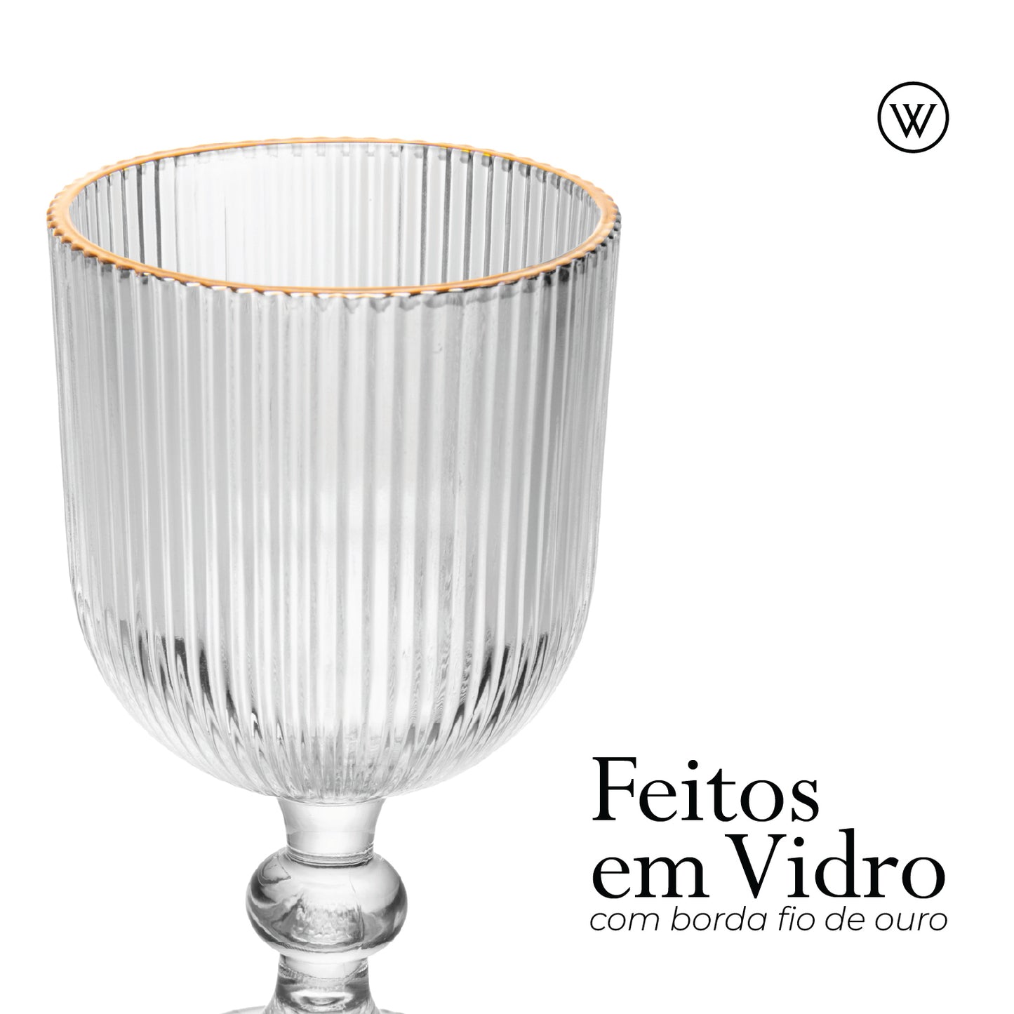 Conjunto 2 Taças de Vidro com Fio de Ouro Lines 380ml - Wolff