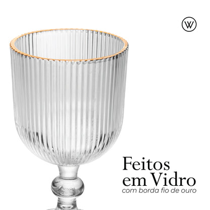 Conjunto 2 Taças de Vidro com Fio de Ouro Lines 380ml - Wolff