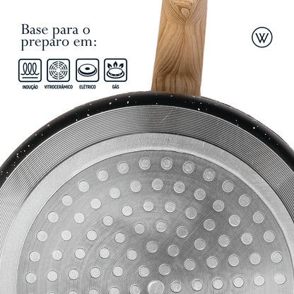 Leiteira de Indução em Alumínio com Revestimento Cerâmico Granilite Preta 14cm - Wolff