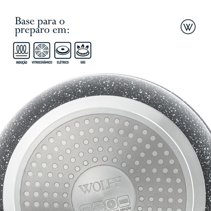 Panela de Indução em Alumínio Revestimento Cerâmico e Tampa de Vidro - Wolff