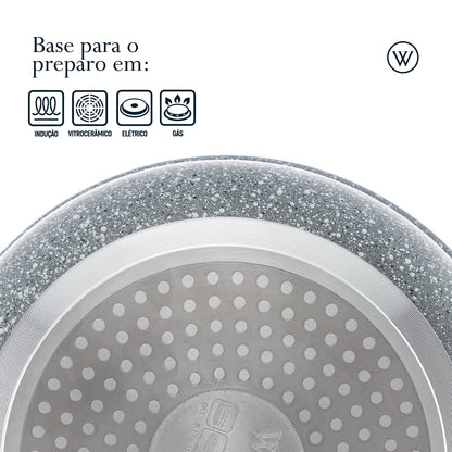 Panela de Indução em Alumínio Revestimento Cerâmico e Tampa de Vidro - Wolff