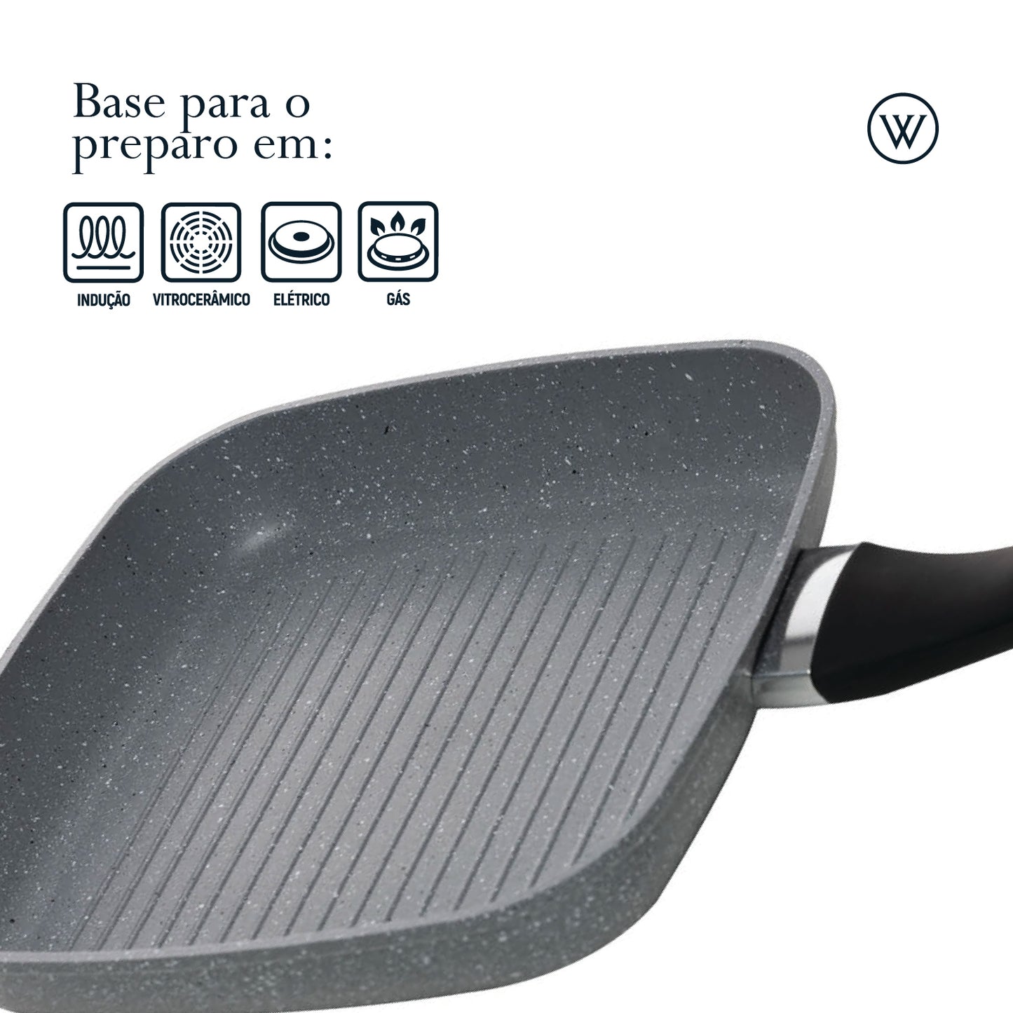 Bistequeira de Indução em Alumínio com Revestimento Cerâmico Granilite Cinza 24cm - Wolff