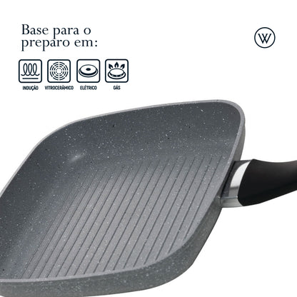 Bistequeira de Indução em Alumínio com Revestimento Cerâmico Granilite Cinza 24cm - Wolff