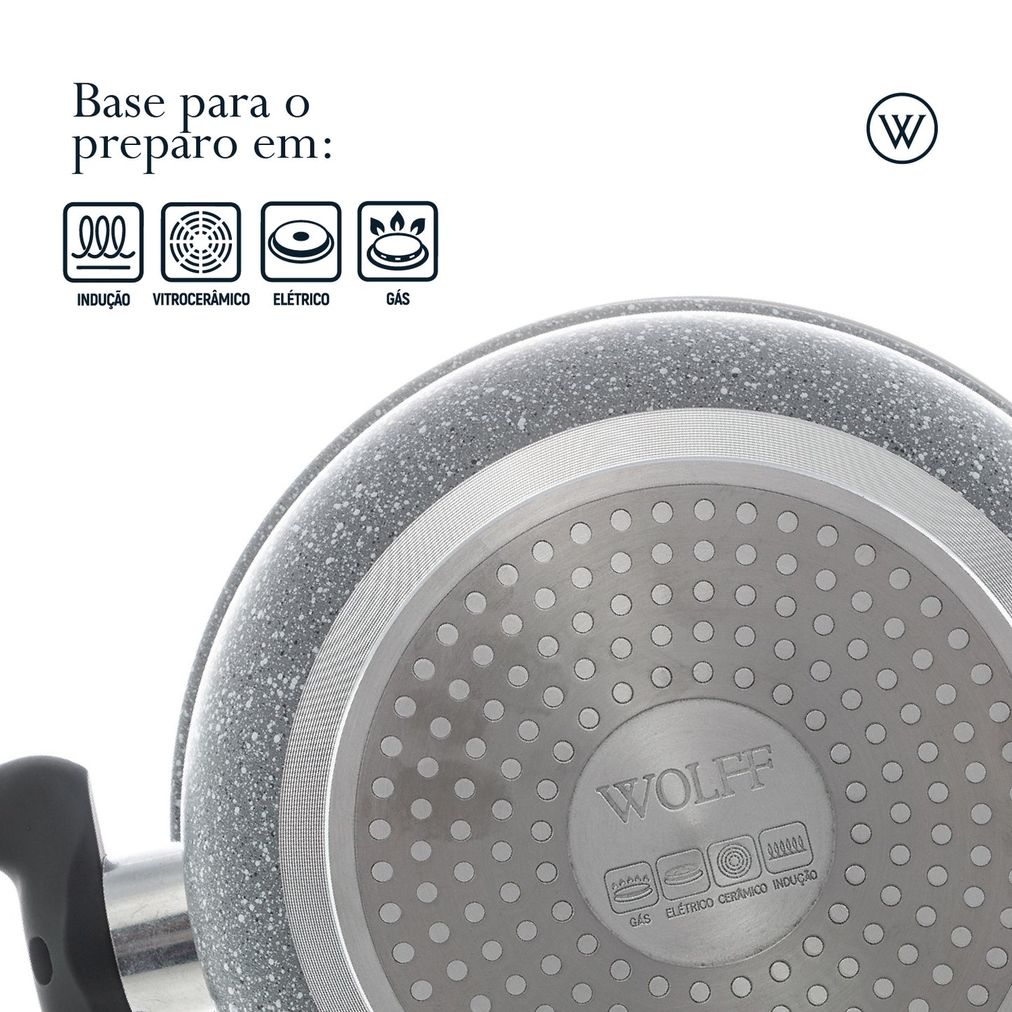 Caçarola de Indução em Alumínio Revestimento Cerâmico e Tampa de Vidro - Wolff