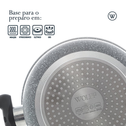 Caçarola de Indução em Alumínio Revestimento Cerâmico e Tampa de Vidro - Wolff