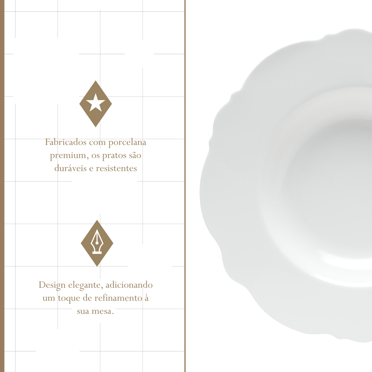 Conjunto 6 Pratos Fundos de Porcelana Maldivas Branco - Wolff