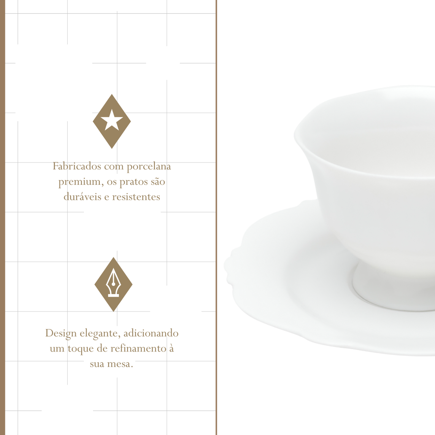 Conjunto 6 Xícaras Chá Maldivas 180ml Branca Porcelana - Wolff