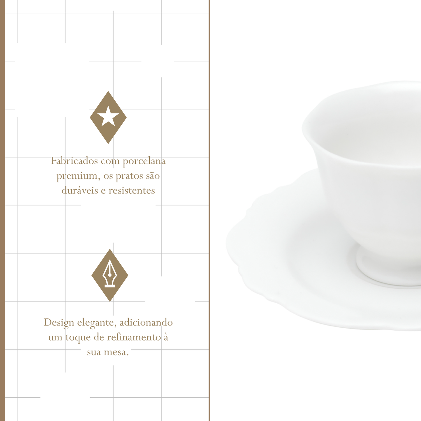 Conjunto 6 Xícaras de Café com Pires Maldivas Branco 80ml - Wolff