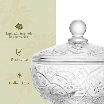 Açucareiro com Colher Daisy Cristal - Wolff