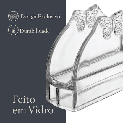 Porta Guardanapos de Vidro Butterfly 13cm x 4cm x 9cm - Wolff