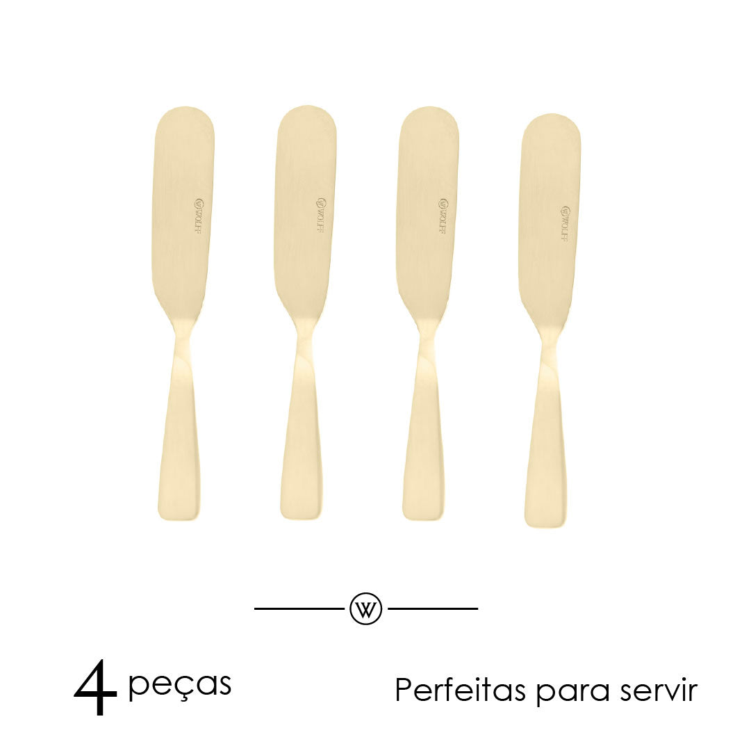 Conjunto 4 Espátulas de Aço Inox Dourado - Wolff