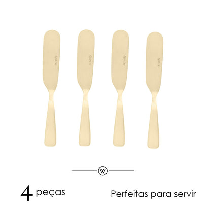 Conjunto 4 Espátulas de Aço Inox Dourado - Wolff