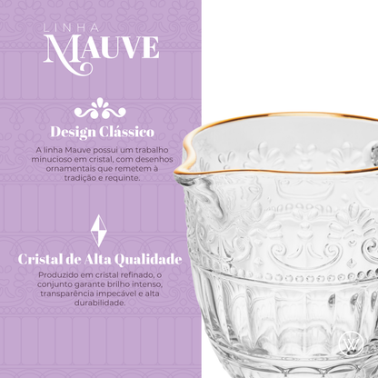 Leiteira Mauve com Fio de Ouro 230ml Cristal - Wolff