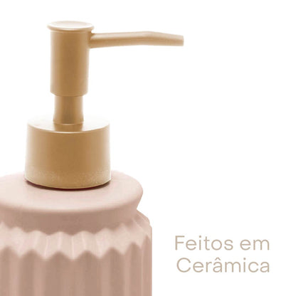 Conjunto 2 Peças para Banheiro de Cerâmica Stripes Nude - Lyor