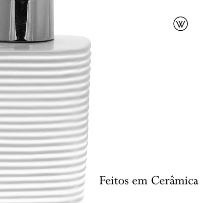 Conjunto 3 Peças para Banheiro Lines Branco - Wolff
