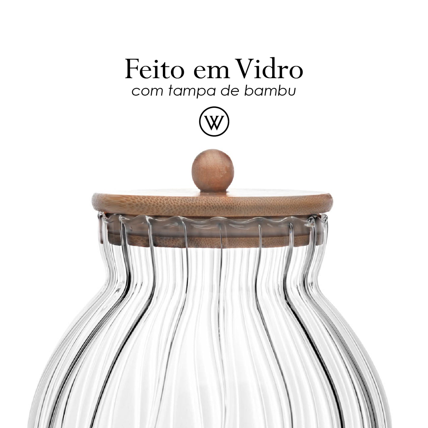 Porta Mantimentos de Vidro com Tampa de Bambu Classic 700ml - Wolff
