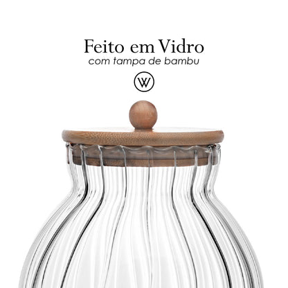 Porta Mantimentos de Vidro com Tampa de Bambu Classic 700ml - Wolff