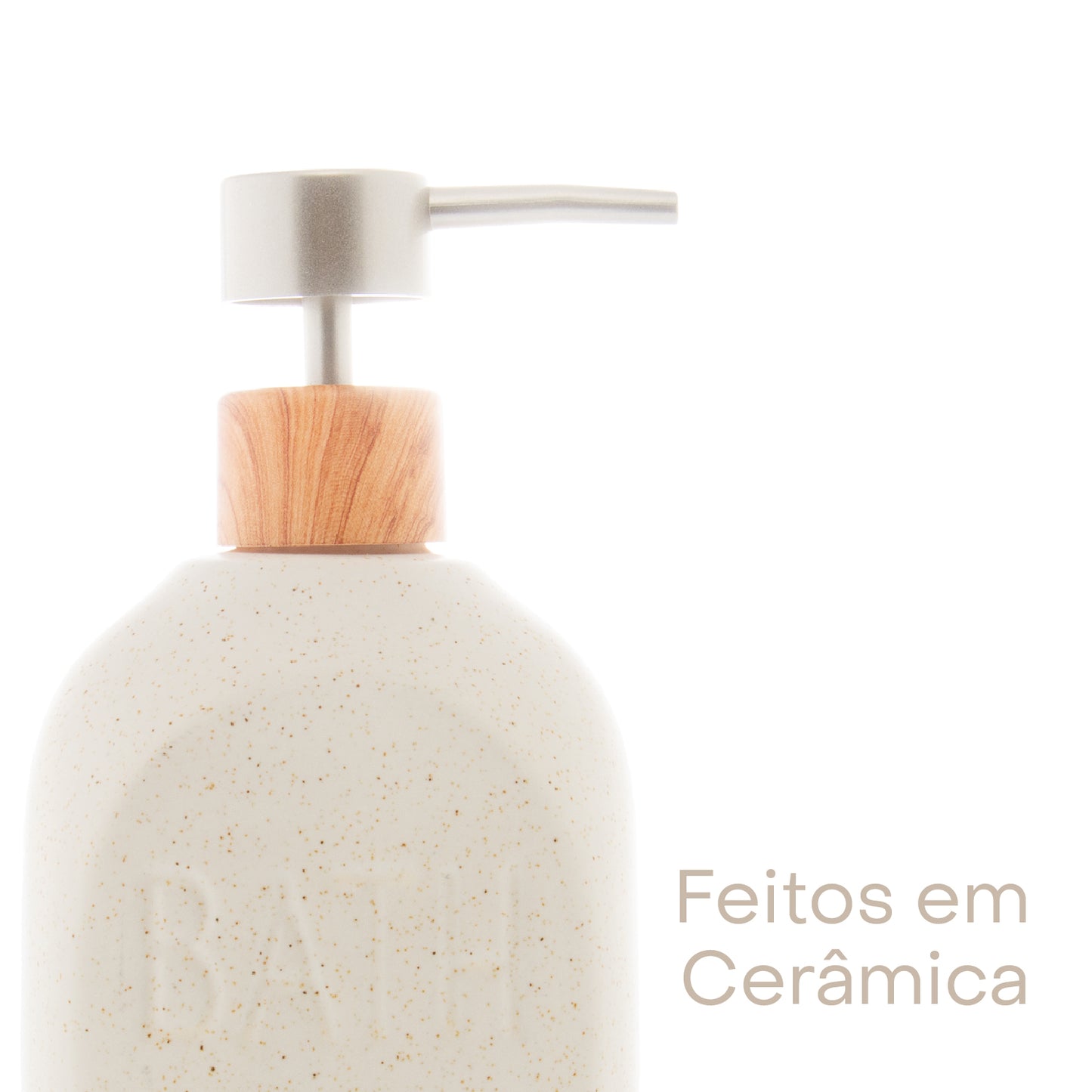 Porta Sabonete Líquido de Cerâmica Granilite Bath Branco 430ml - Lyor