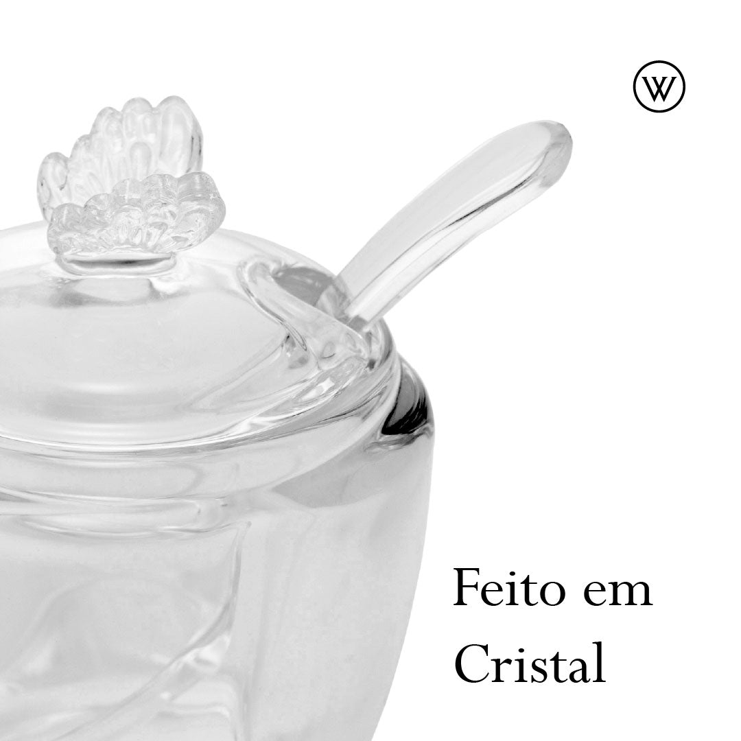 Açucareiro de Vidro com Colher Butterfly 130ml - Wolff
