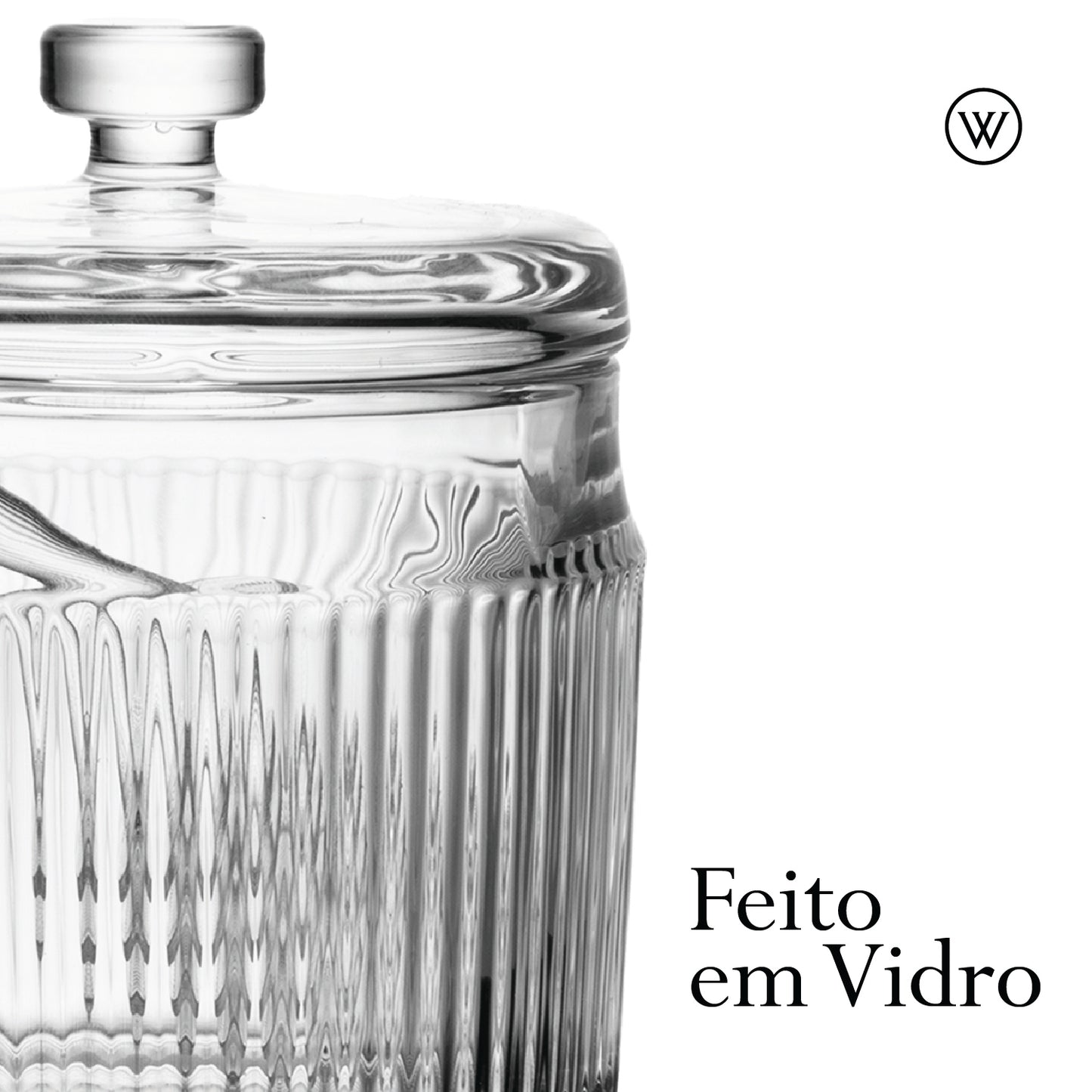 Meleira com Pegador e Tampa Lines 10cm x 7,5cm Vidro - Wolff