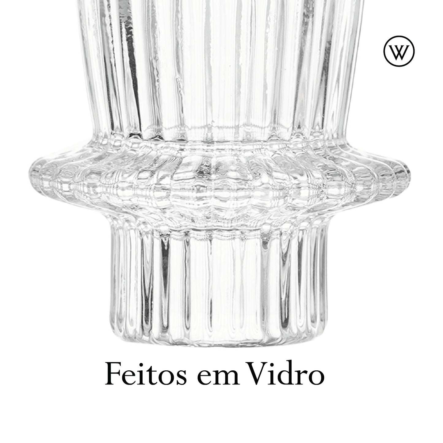 Conjunto 2 Porta Velas Lines 6cm x 6cm x 7cm Vidro – Wolff