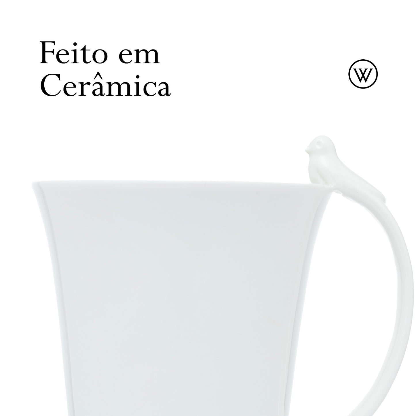 Caneca de Porcelana Birds Branco 300ml - Wolff