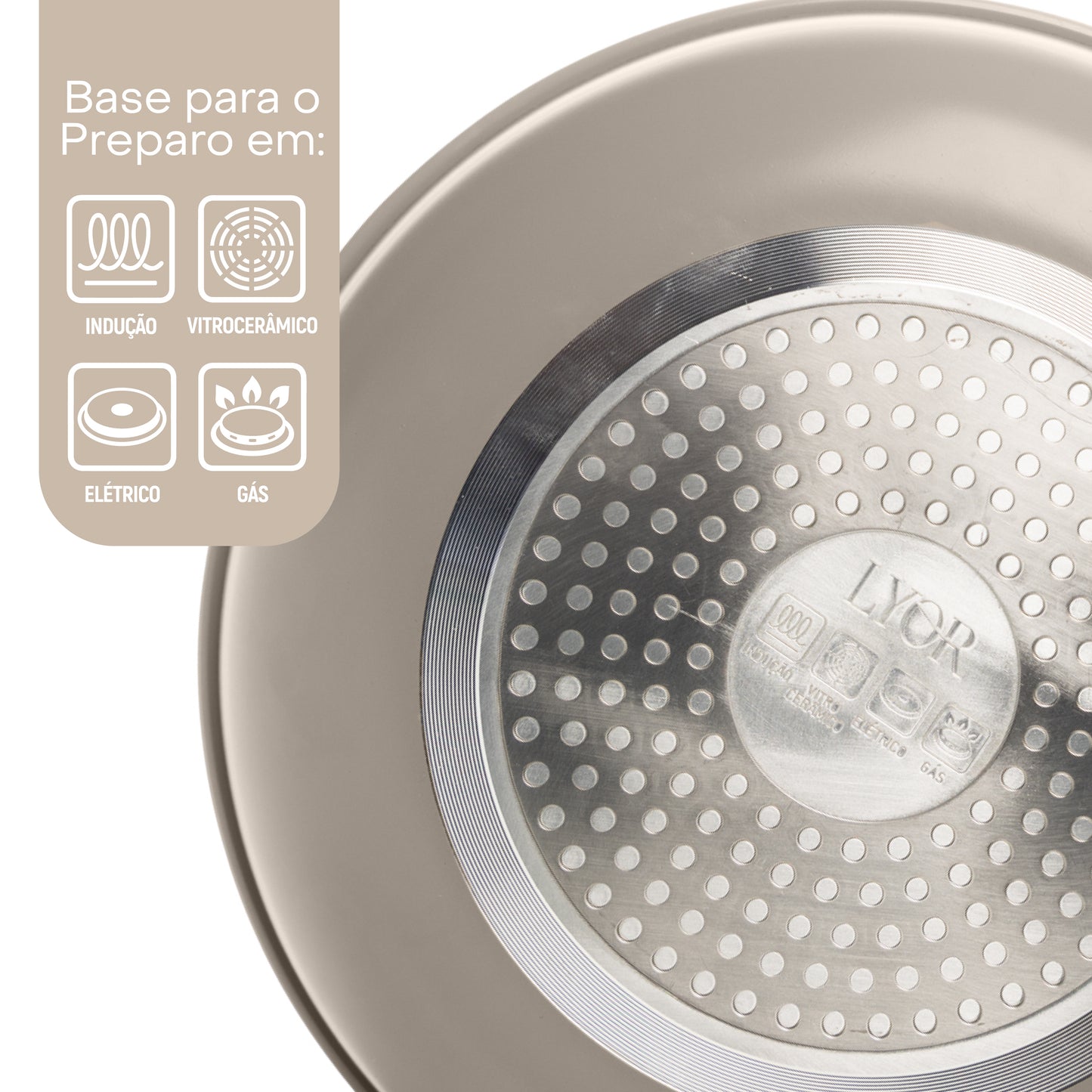 Frigideira de Indução Granito Chef 24cm Taupe Alumínio com Revestimento Cerâmico - Lyor