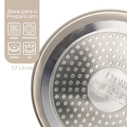 Leiteira de Indução em Alumínio com Revestimento Cerâmico Granito Chef Taupe 1,7L - Lyor