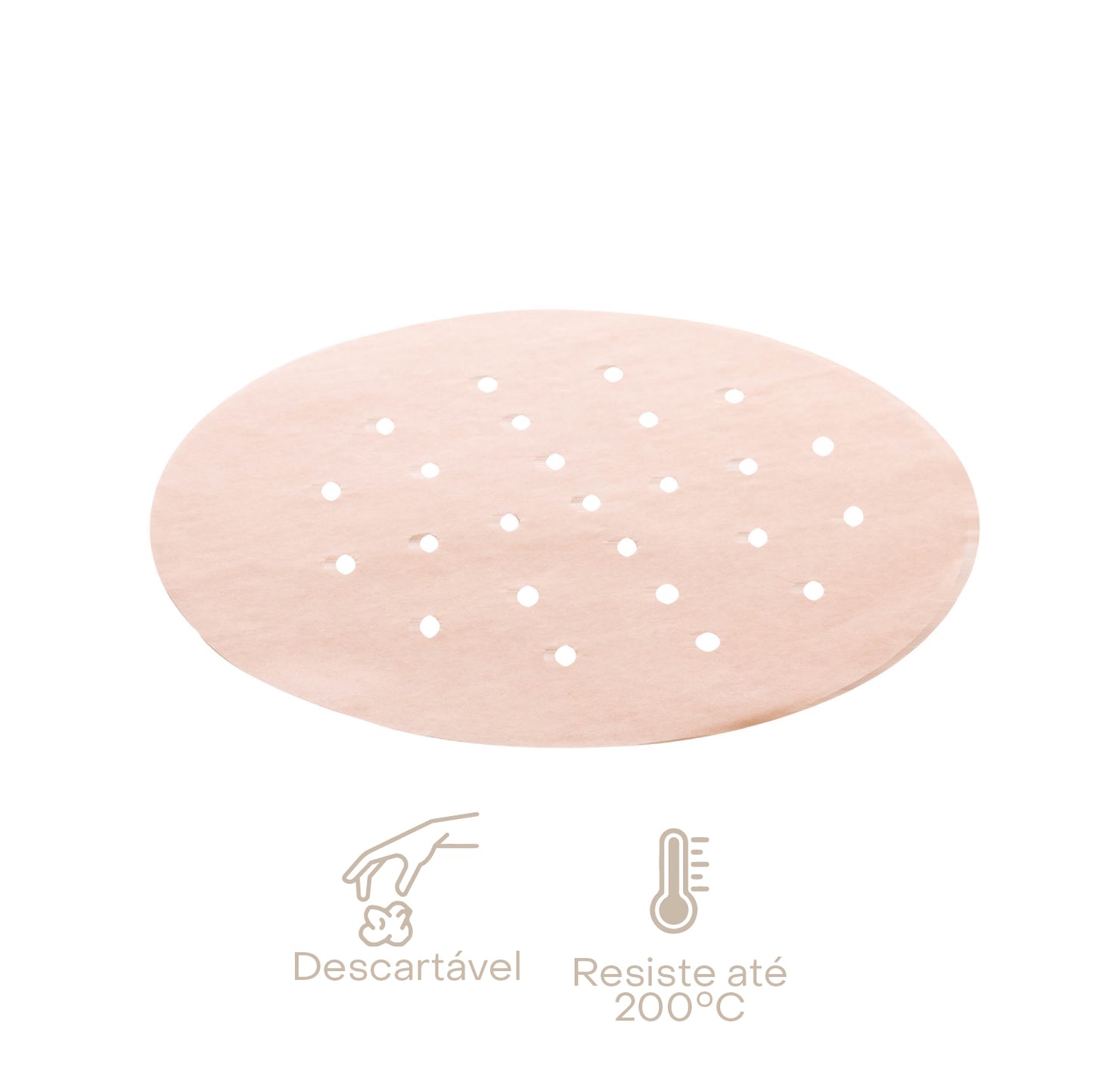 Conjunto de 50 Tapetes Redondos de Papel Descartável para Air Fryer 18,5cm x 18,5cm - Lyor