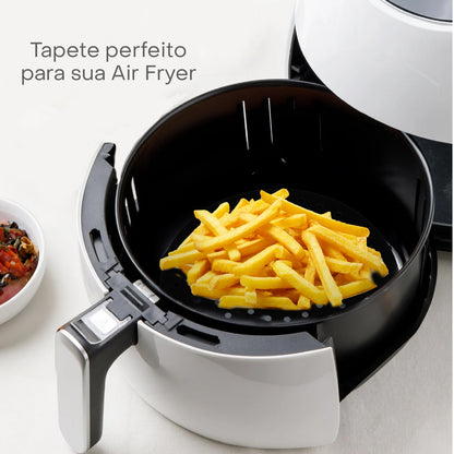Tapete Protetor de Silicone para Fritadeira Air Fryer e Fogão Indução Redondo Preto 18,5cm - Lyor