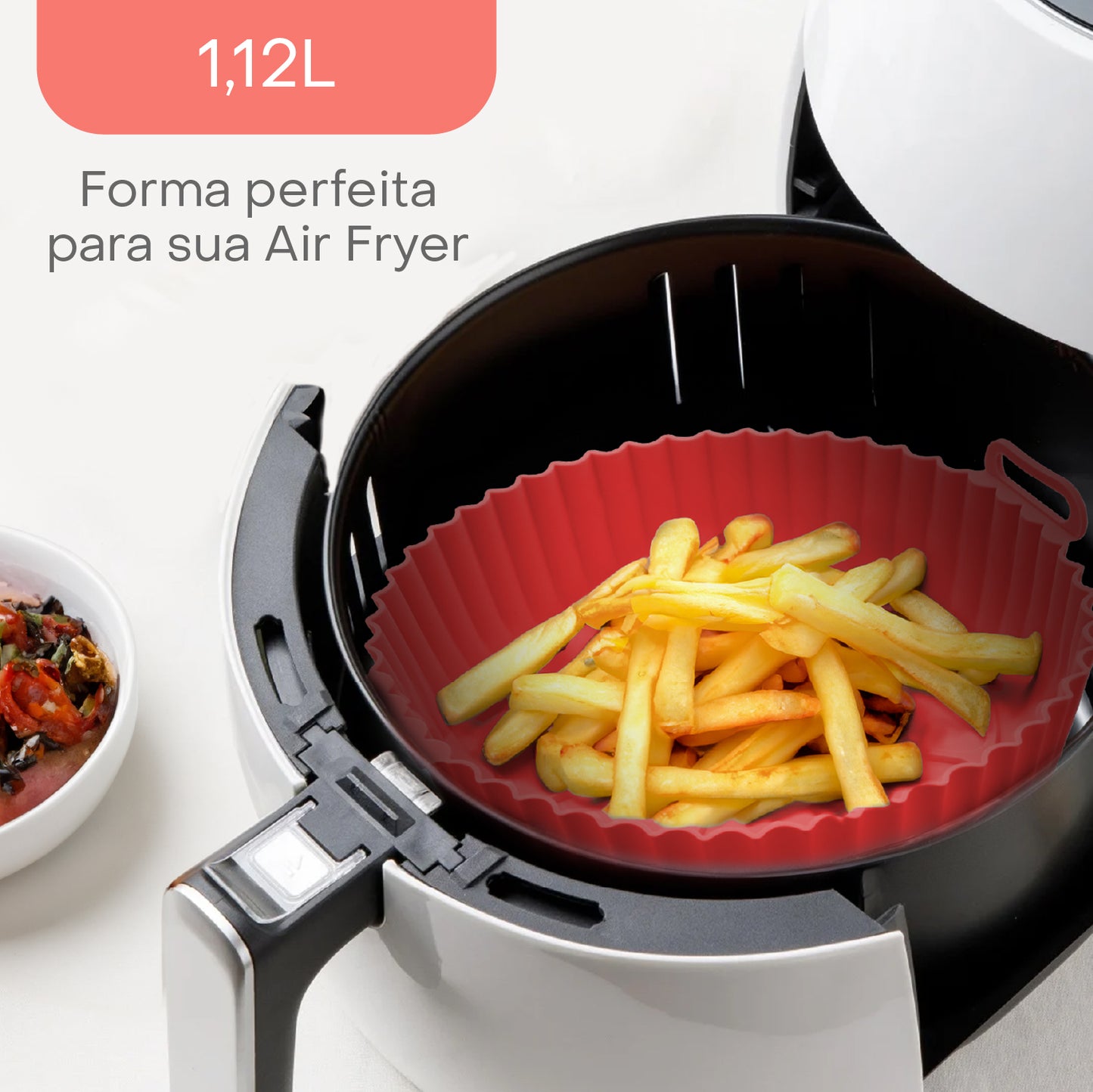 Forma Redonda de Silicone para Air Fryer Vermelha 19cm x 6,5cm - Lyor