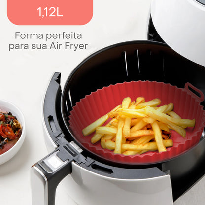 Forma Redonda de Silicone para Air Fryer Vermelha 19cm x 6,5cm - Lyor