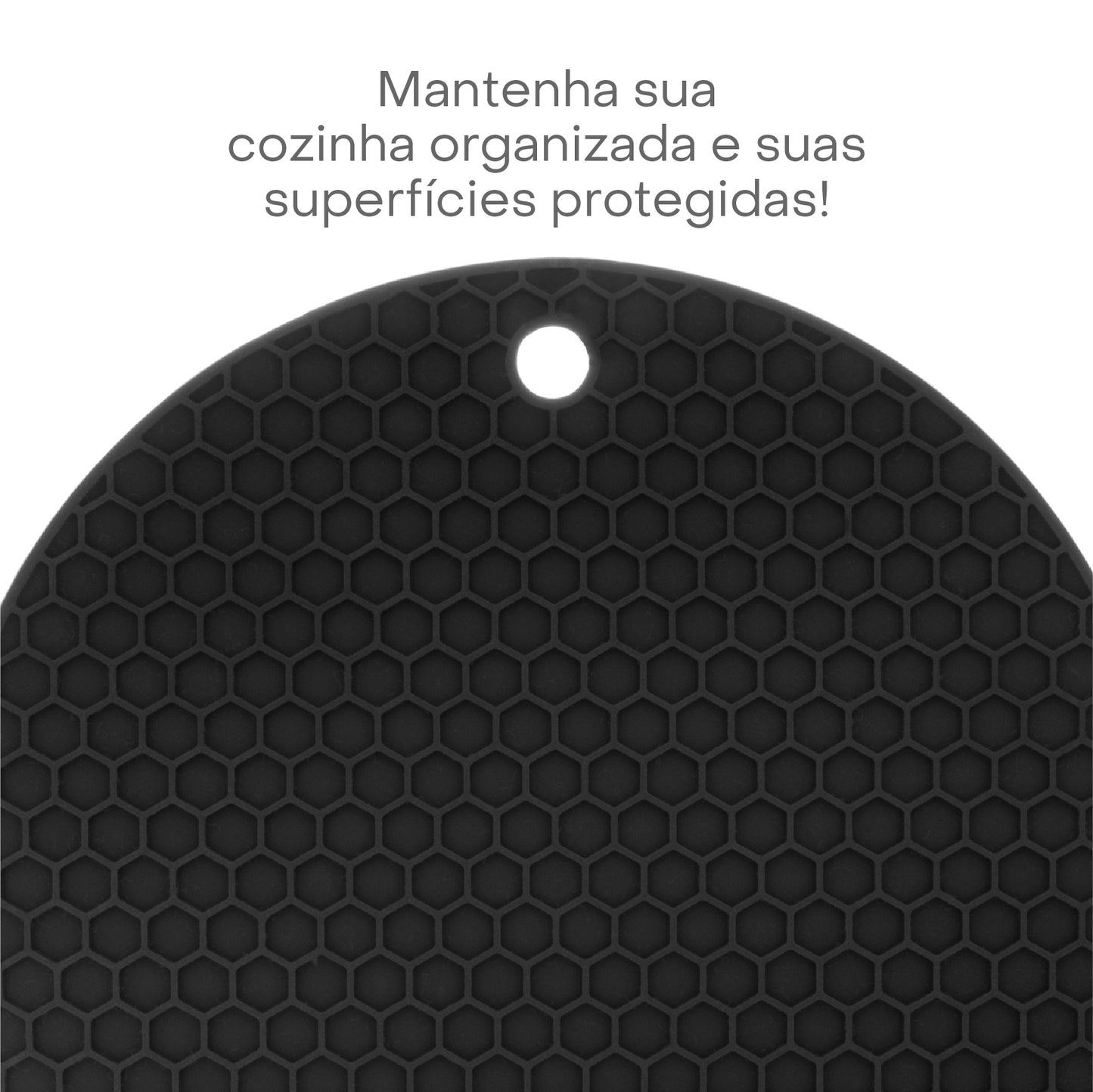 Descanso para Panela Redondo de Silicone Preto 17,5cm - Lyor