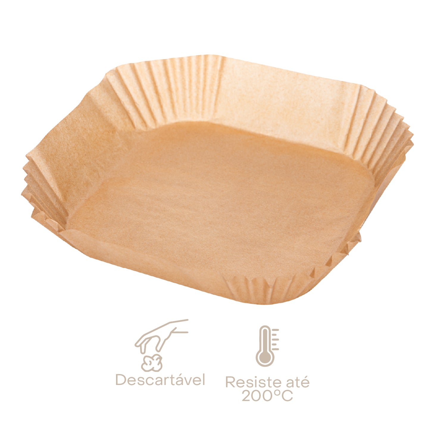 Conjunto de 50 Formas de Papel Descartável para Air Fryer 16cm x 16cm x 4,5cm - Lyor