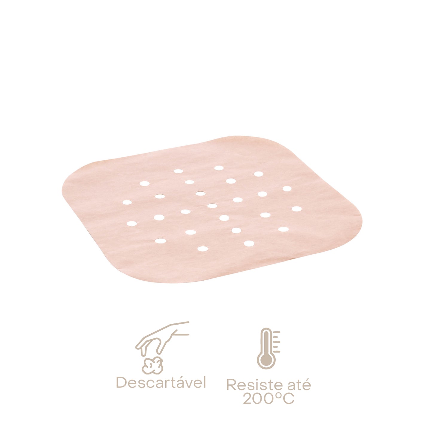 Conjunto de 50 Tapetes Quadrados de Papel Descartável para Air Fryer 18,5cm x 18,5cm - Lyor