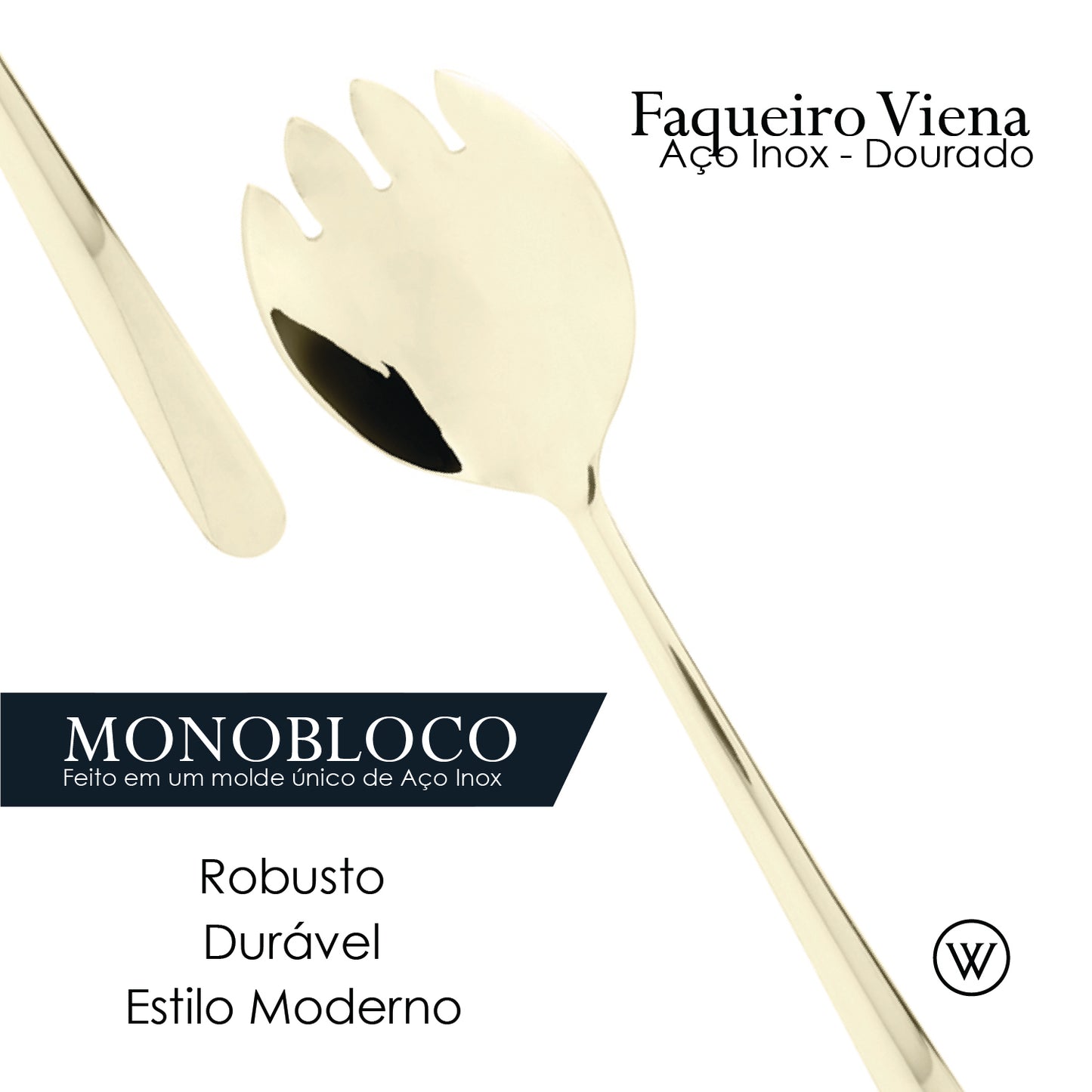 Conjunto 4 Talheres para Servir de Aço Inox Viena Dourado - Wolff