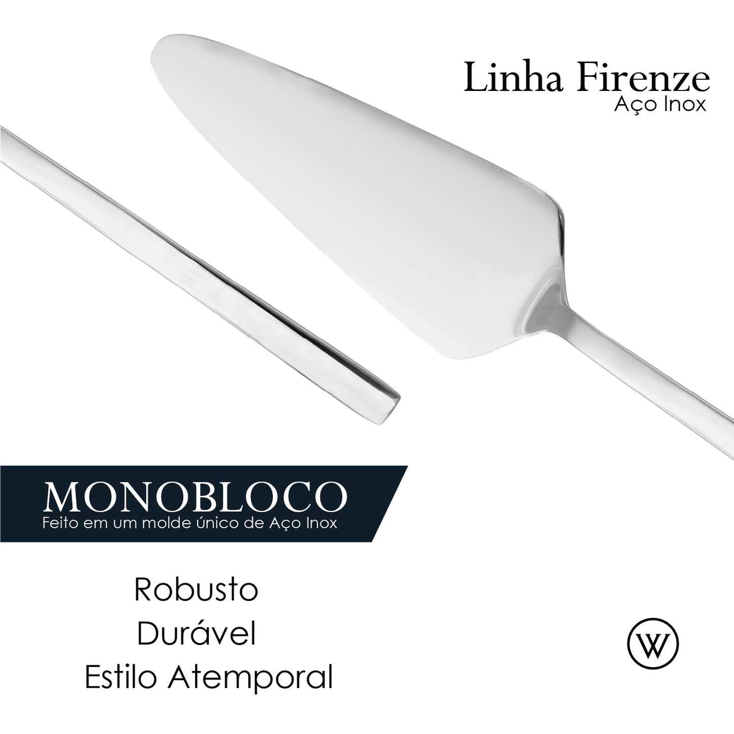 Conjunto 7 Peças Espátula para Bolo e 6 Garfos para Sobremesa Firenze Aço Inox - Wolff