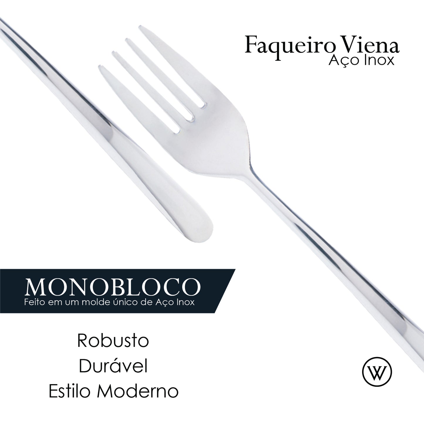 Conjunto 6 Garfos para Sobremesa Viena Aço Inox - Wolff