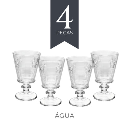 Conjunto 4 Taças de Água Lines Butterfly 350Ml Vidro - Wolff