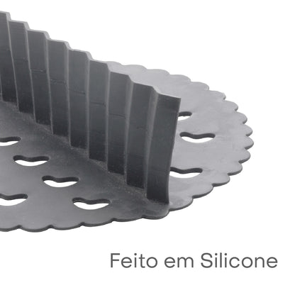 Tapete Protetor com Divisória de Silicone para Air Fryer Redondo Cinza 18cm x 18cm x 5,5cm - Lyor
