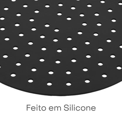 Tapete Protetor de Silicone para Fritadeira Air Fryer e Fogão Indução Redondo Preto 18,5cm - Lyor