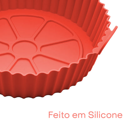 Forma Redonda de Silicone para Air Fryer Vermelha 19cm x 6,5cm - Lyor