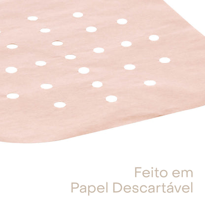 Conjunto de 50 Tapetes Quadrados de Papel Descartável para Air Fryer 18,5cm x 18,5cm - Lyor