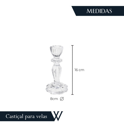 Castiçal de Vidro Argos 8cm x 16cm - Wolff