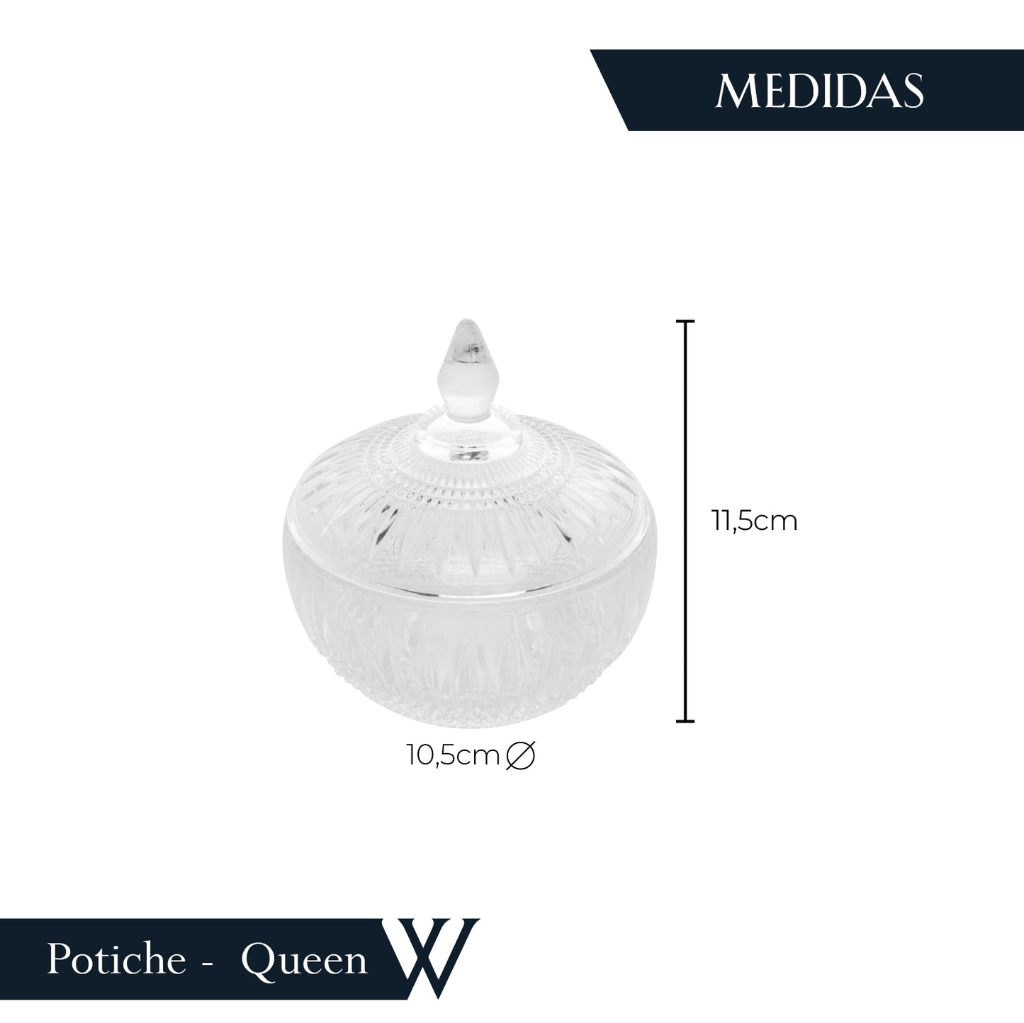 Potiche Decorativo de Cristal Queen 11cm x 12cm - Wolff