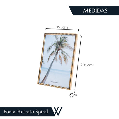 Porta-Retrato de Aço Inox Spiral Dourado 15cm x 20cm - Wolff